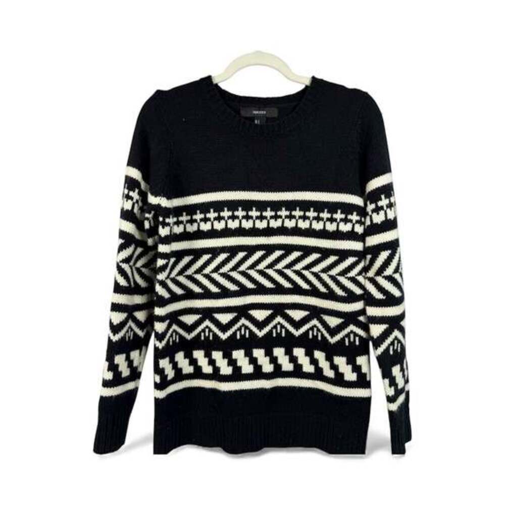Forever 21 Black White Fair Isle Knit Sweater